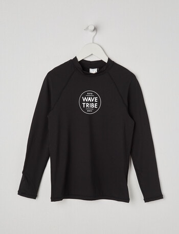 Wavetribe Logo Long Sleeve Rash Top, Black product photo