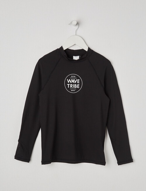 Wavetribe Logo Long Sleeve Rash Top, Black product photo