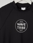 Wavetribe Logo Long Sleeve Rash Top, Black product photo View 02 S