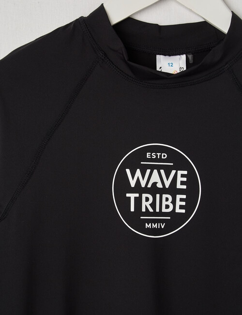 Wavetribe Logo Long Sleeve Rash Top, Black product photo View 02 L