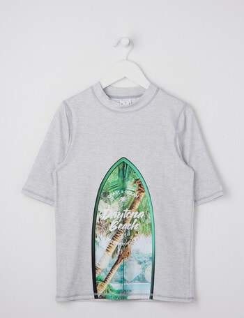 Wavetribe Surfboard Short Sleeve Rash Top, Grey Marle product photo