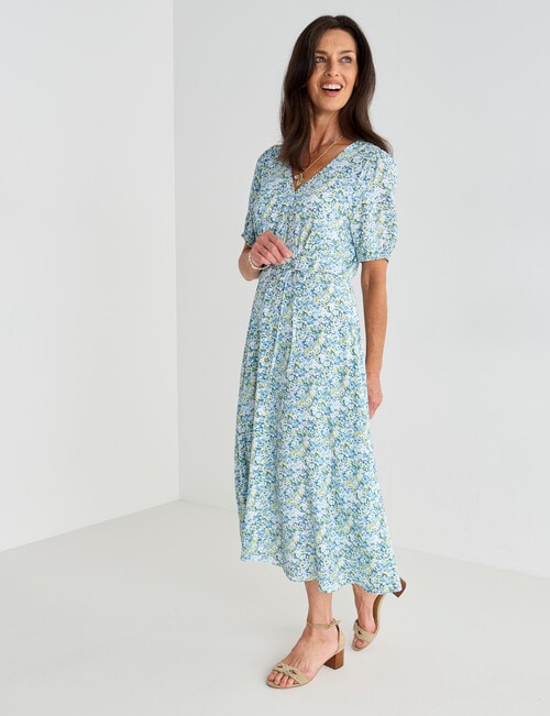 Ella J Ditsy Tea Dress, Sage product photo View 03 L