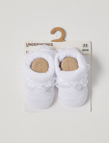 Underworks Pointelle Frill Socks, 1-Pack, White product photo