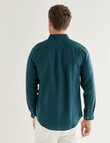 Gasoline Solid Linen Long Sleeve Shirt, Dark Jade product photo View 02 S