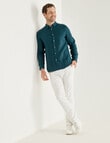 Gasoline Solid Linen Long Sleeve Shirt, Dark Jade product photo View 03 S