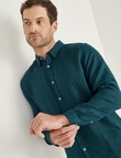 Gasoline Solid Linen Long Sleeve Shirt, Dark Jade product photo View 04 S