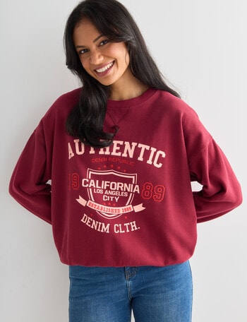 Denim Republic Heritage Sweatshirt, Burgundy product photo