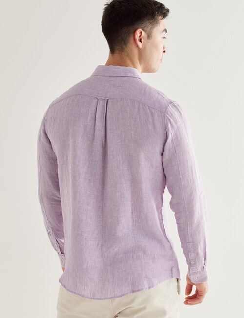 Gasoline Linen Textured Long Sleeve Shirt, Lilac product photo View 02 L