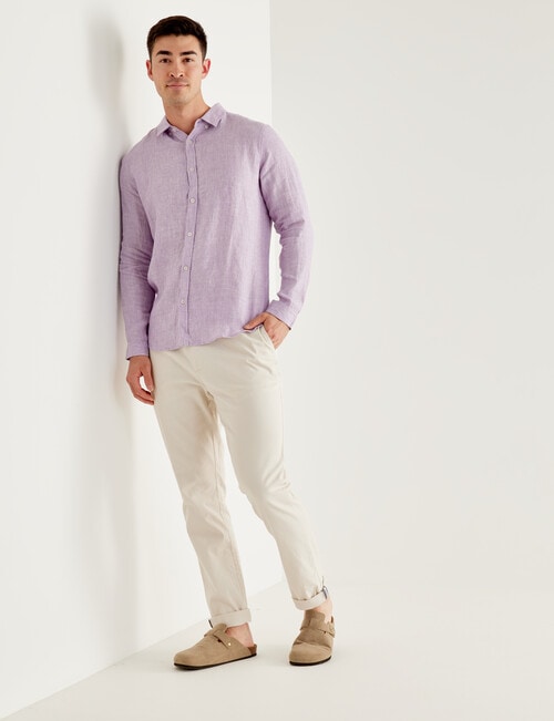 Gasoline Linen Textured Long Sleeve Shirt, Lilac product photo View 03 L