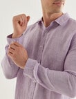 Gasoline Linen Textured Long Sleeve Shirt, Lilac product photo View 04 S