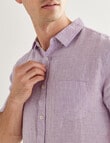 Gasoline Textured Linen Short Sleeve Shirt, Lilac product photo View 04 S