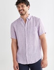 Gasoline Textured Linen Short Sleeve Shirt, Lilac product photo View 05 S