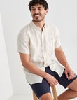 Gasoline Textured Linen Short Sleeve Shirt, Natural product photo