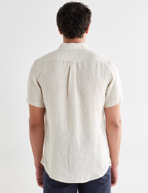 Gasoline Textured Linen Short Sleeve Shirt, Natural product photo View 02 L