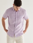 Gasoline Textured Linen Short Sleeve Shirt, Lilac product photo