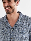 Gasoline Floral Linen Short Sleeve Shirt, Light Blue product photo View 04 S