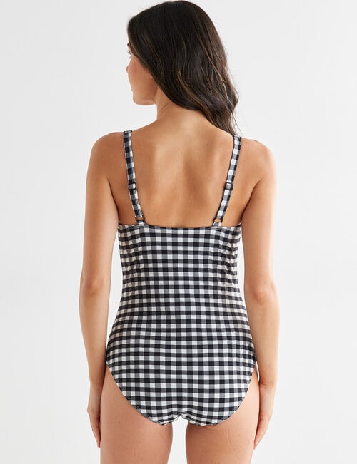 Zest Resort Gingham Print Molly Bow Swimsuit, Black product photo View 02 L