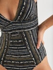 Zest Resort V-Neck Foil Stripe Swimsuit, Black product photo View 04 S