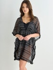 Zest Resort Foil Stripe Chiffon Kaftan, Black product photo