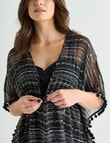 Zest Resort Foil Stripe Chiffon Kaftan, Black product photo View 04 S