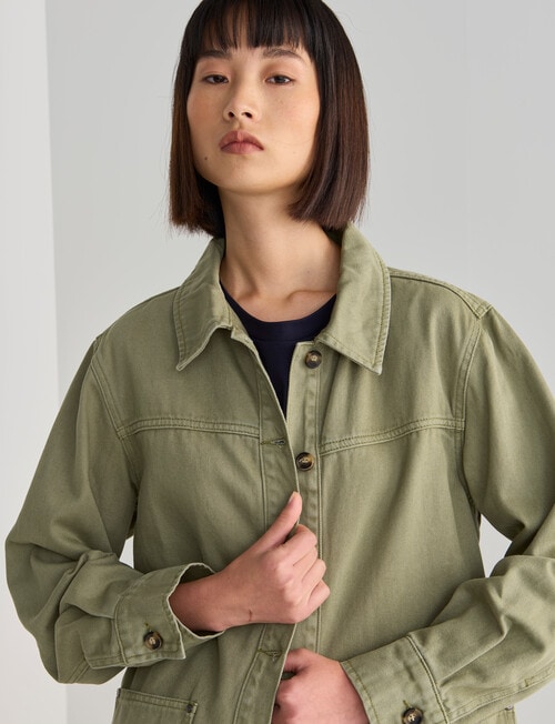 Jigsaw Lizzy Cotton Twill Jacket, Green product photo View 04 L