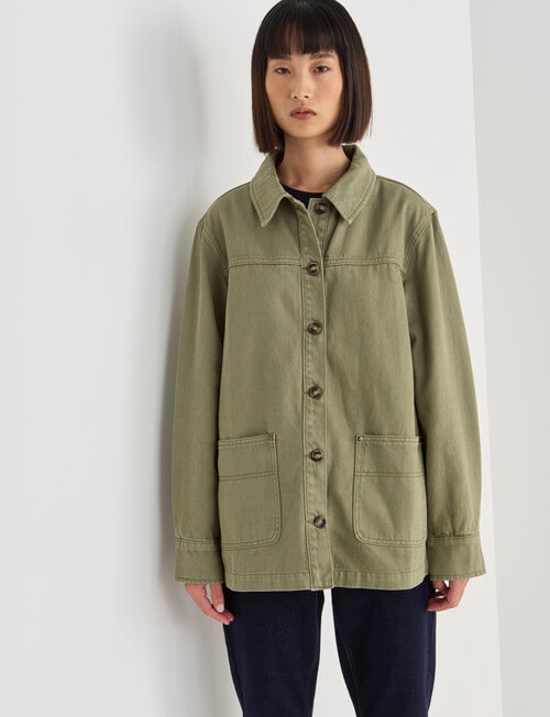 Jigsaw Lizzy Cotton Twill Jacket, Green product photo View 06 L