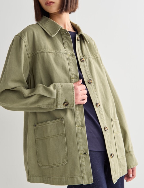 Jigsaw Lizzy Cotton Twill Jacket, Green product photo View 07 L