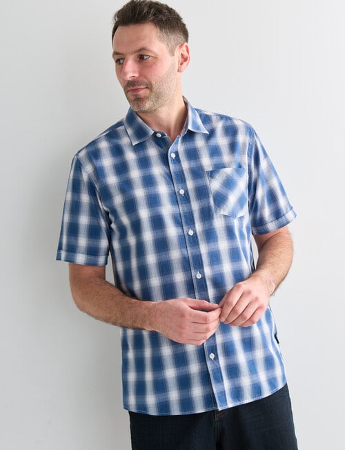 Chisel Mason Bold Check Short Sleeve Shirt, Dark Blue product photo