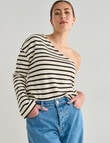 Mineral Burbs Stripe One Shoulder Top, Black product photo