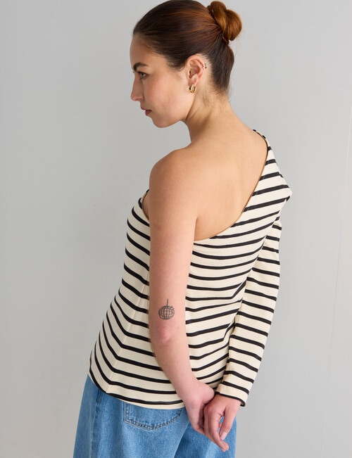 Mineral Burbs Stripe One Shoulder Top, Black product photo View 06 L