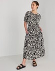 Mineral Henri Print Shirred Waist Dress, Black & White product photo