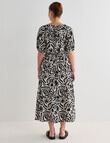 Mineral Henri Print Shirred Waist Dress, Black & White product photo View 02 S