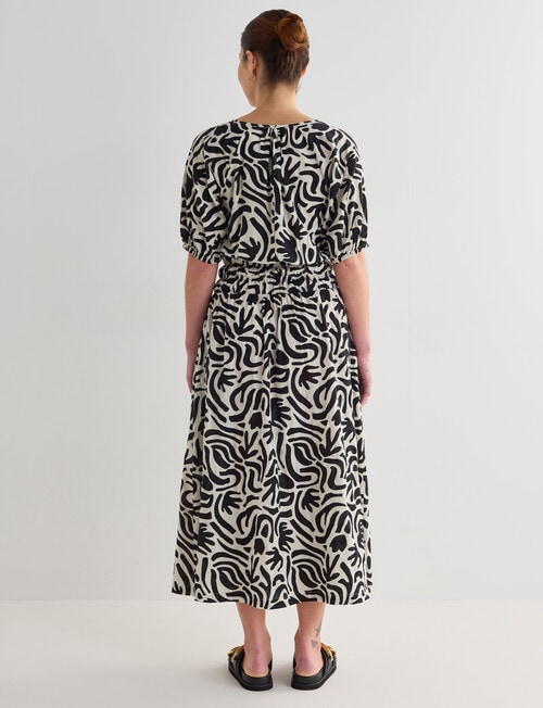 Mineral Henri Print Shirred Waist Dress, Black & White product photo View 02 L