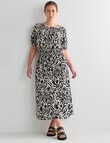 Mineral Henri Print Shirred Waist Dress, Black & White product photo View 03 S