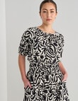 Mineral Henri Print Shirred Waist Dress, Black & White product photo View 04 S