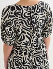 Mineral Henri Print Shirred Waist Dress, Black & White product photo View 05 S