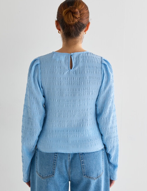 Mineral Tor Shirred Long Sleeve Top, Sky Blue product photo View 02 L