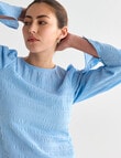 Mineral Tor Shirred Long Sleeve Top, Sky Blue product photo View 05 S