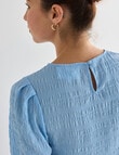 Mineral Tor Shirred Long Sleeve Top, Sky Blue product photo View 07 S