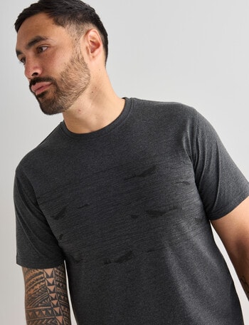 Kauri Trail Linear T-Shirt, Dark Grey Marle product photo