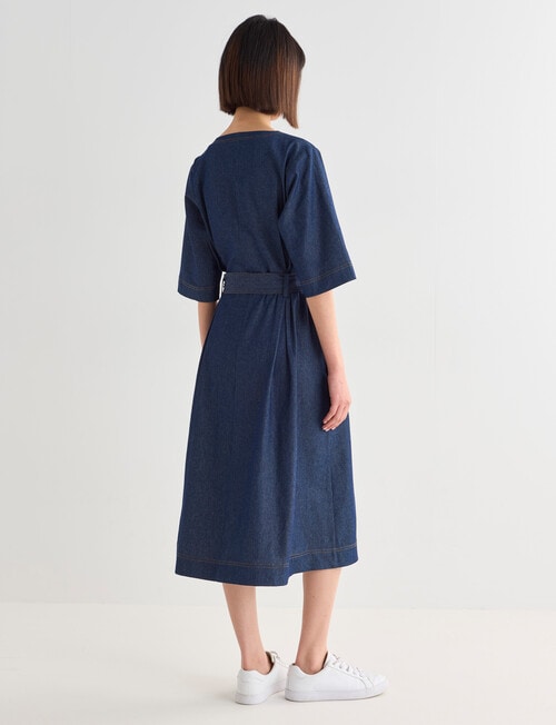 Jigsaw Bettina Chambray Short Sleeve Midi Dress, Indigo Wash product photo View 02 L