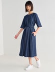 Jigsaw Bettina Chambray Short Sleeve Midi Dress, Indigo Wash product photo View 03 S