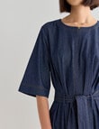 Jigsaw Bettina Chambray Short Sleeve Midi Dress, Indigo Wash product photo View 04 S