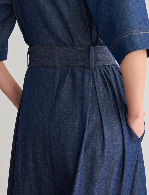 Jigsaw Bettina Chambray Short Sleeve Midi Dress, Indigo Wash product photo View 05 L