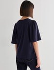 Jigsaw Fi Knit Ruffle Short Sleeve Top, Navy product photo View 02 S