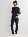 Jigsaw Fi Knit Ruffle Short Sleeve Top, Navy product photo View 03 S