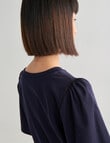 Jigsaw Fi Knit Ruffle Short Sleeve Top, Navy product photo View 04 S