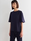 Jigsaw Fi Knit Ruffle Short Sleeve Top, Navy product photo View 05 S