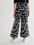 Whistle Swirl Print Tie Waist Printed Culotte, Black product photo View 02 S