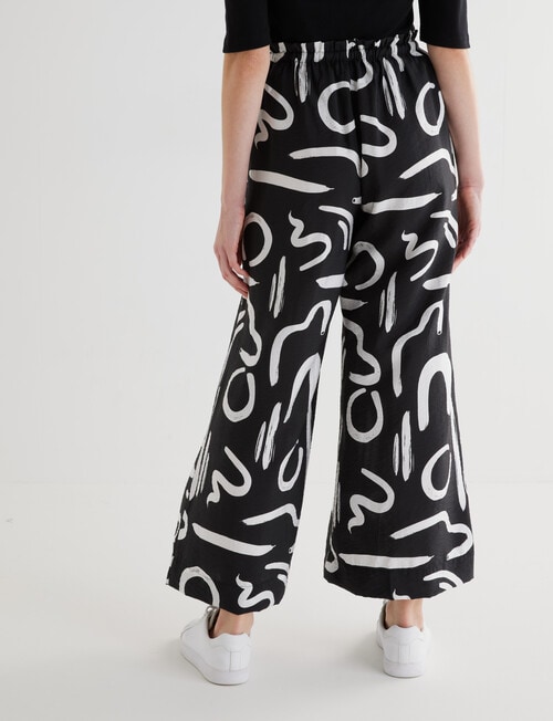 Whistle Swirl Print Tie Waist Printed Culotte, Black product photo View 02 L